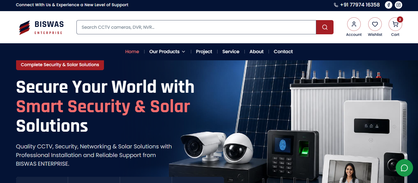BISWAS ENTERPRISE CCTV & Security website screenshot