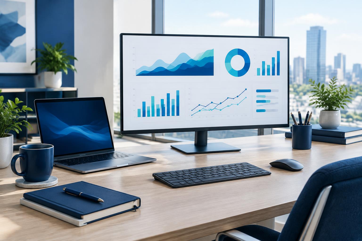 Illustrative digital marketing workspace